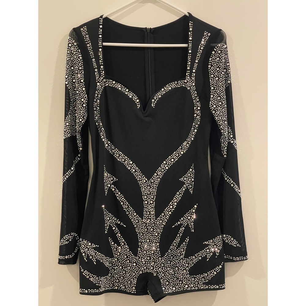 Elegant Black Rhinestone Jumpsuit